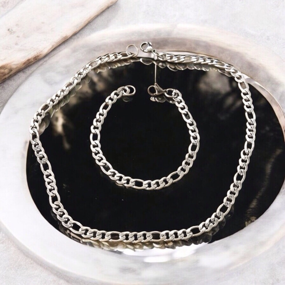 🆕Figaro Necklace and Bracelet Set Stainless Steel